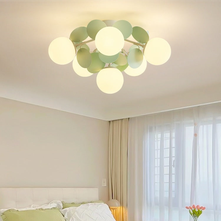 Contemporary Nordic Iron Glass PVC Ball Round Pieces 4/6/8/9/12 Light Semi-Flush Mount Ceiling Light For Bedroom Lumendat