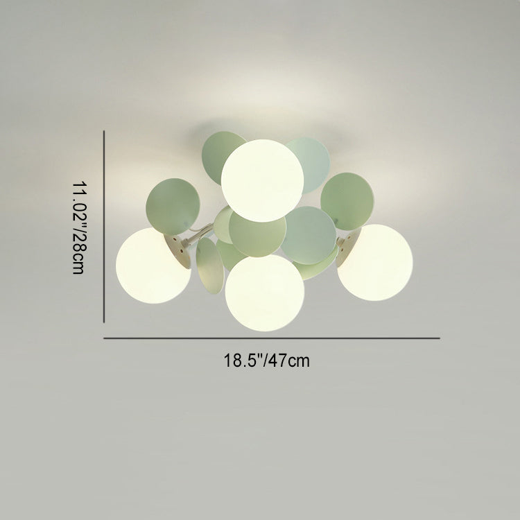 Contemporary Nordic Iron Glass PVC Ball Round Pieces 4/6/8/9/12 Light Semi-Flush Mount Ceiling Light For Bedroom Lumendat
