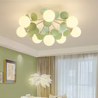 Contemporary Nordic Iron Glass PVC Ball Round Pieces 4/6/8/9/12 Light Semi-Flush Mount Ceiling Light For Bedroom Lumendat