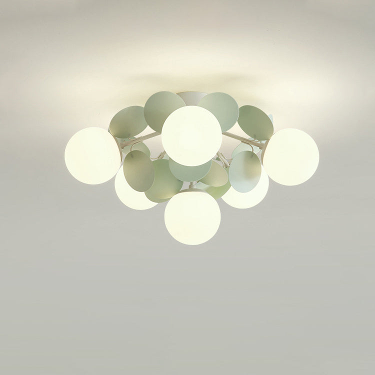 Contemporary Nordic Iron Glass PVC Ball Round Pieces 4/6/8/9/12 Light Semi-Flush Mount Ceiling Light For Bedroom Lumendat