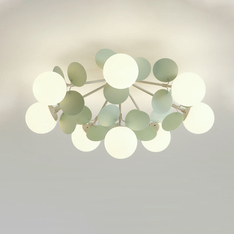 Contemporary Nordic Iron Glass PVC Ball Round Pieces 4/6/8/9/12 Light Semi-Flush Mount Ceiling Light For Bedroom Lumendat