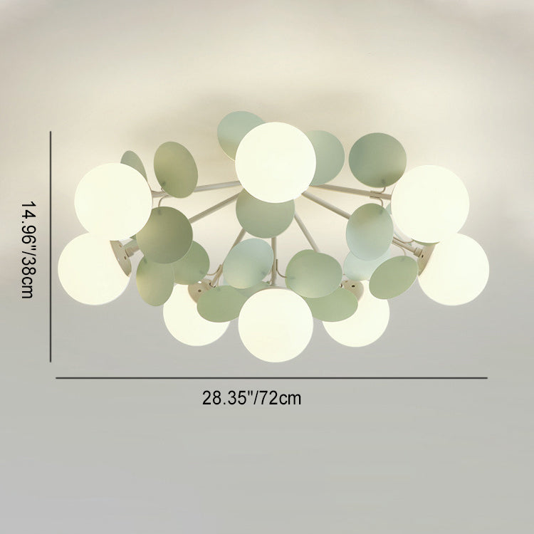 Contemporary Nordic Iron Glass PVC Ball Round Pieces 4/6/8/9/12 Light Semi-Flush Mount Ceiling Light For Bedroom Lumendat