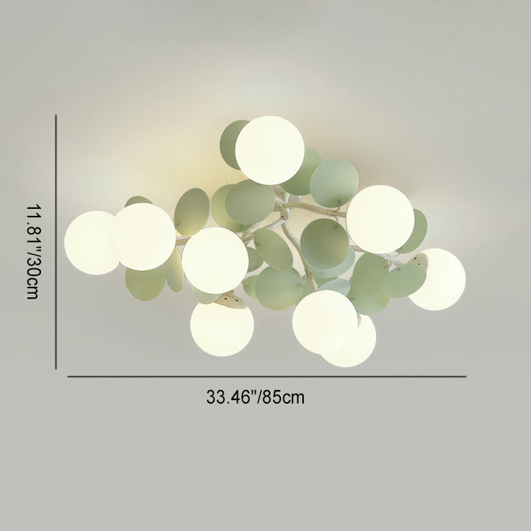 Contemporary Nordic Iron Glass PVC Ball Round Pieces 4/6/8/9/12 Light Semi-Flush Mount Ceiling Light For Bedroom Lumendat