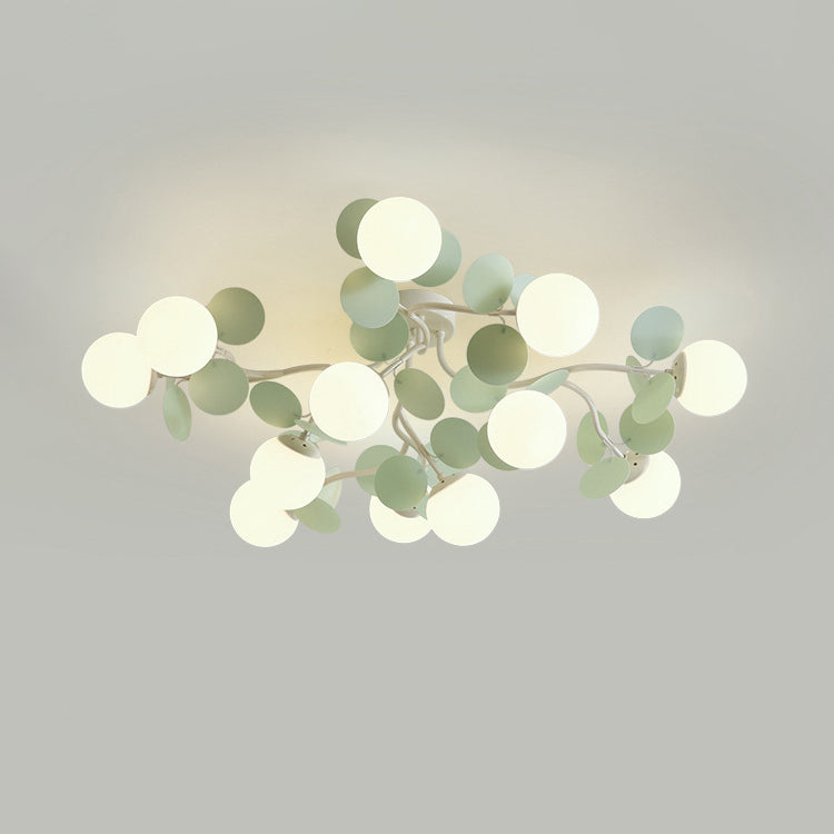Contemporary Nordic Iron Glass PVC Ball Round Pieces 4/6/8/9/12 Light Semi-Flush Mount Ceiling Light For Bedroom Lumendat