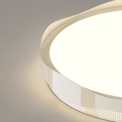 Contemporary Nordic Iron PE Round Wave LED Semi-Flush Mount Ceiling Light For Bedroom