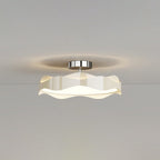 Contemporary Nordic Iron PE Round Wave LED Semi-Flush Mount Ceiling Light For Bedroom