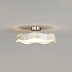 Contemporary Nordic Iron PE Round Wave LED Semi-Flush Mount Ceiling Light For Bedroom