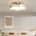 Contemporary Nordic Iron PE Round Wave LED Semi-Flush Mount Ceiling Light For Bedroom