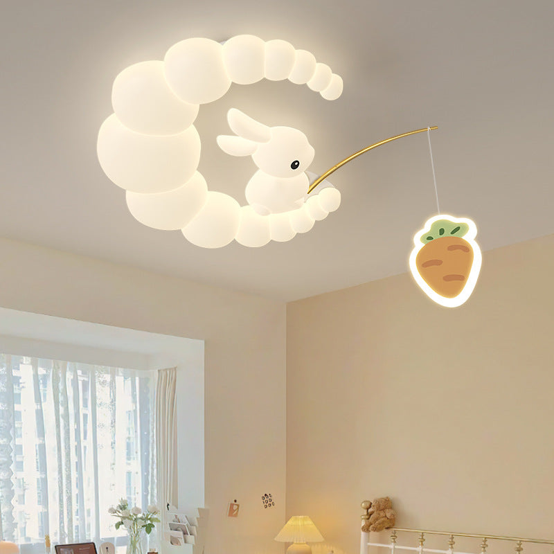 Lumendat Contemporary Creative Kids Rabbit Iron PE LED Flush Mount Ceiling Light For Bedroom Lumendat