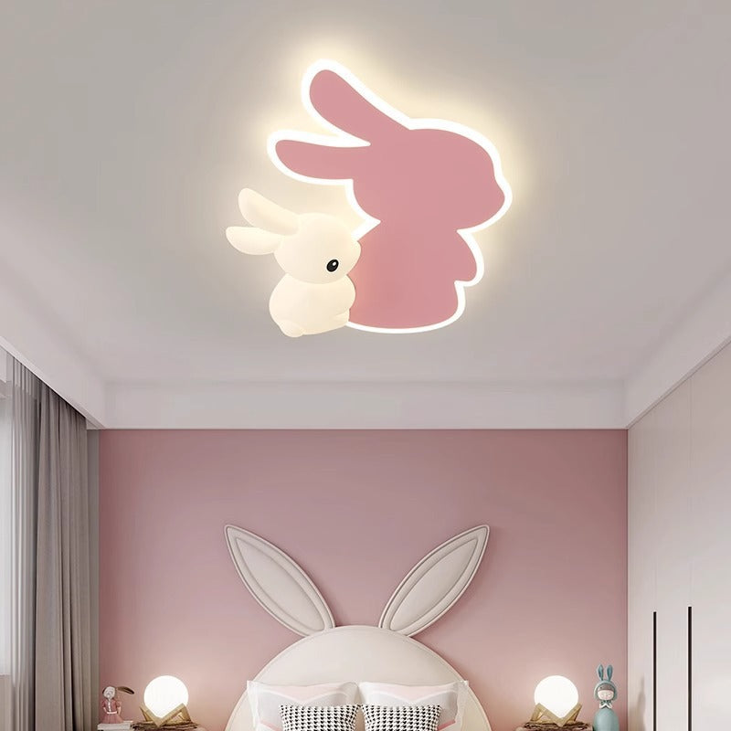 Lumendat Contemporary Creative Kids Rabbit Iron PE LED Flush Mount Ceiling Light For Bedroom Lumendat