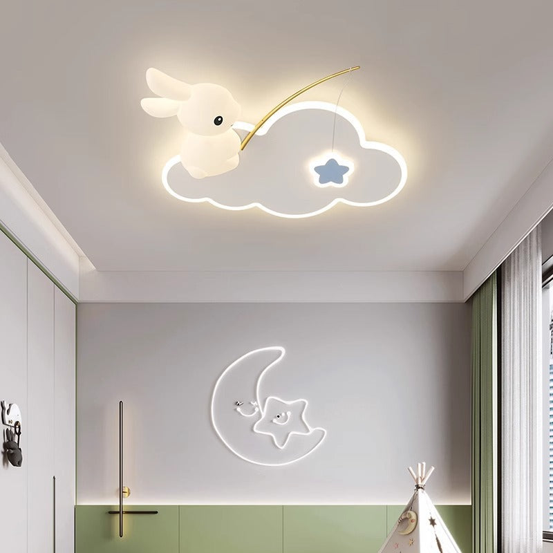 Lumendat Contemporary Creative Kids Rabbit Iron PE LED Flush Mount Ceiling Light For Bedroom Lumendat