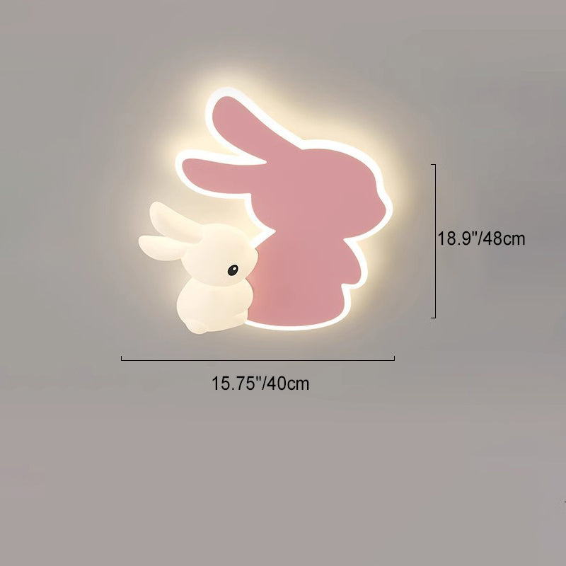 Lumendat Contemporary Creative Kids Rabbit Iron PE LED Flush Mount Ceiling Light For Bedroom Lumendat
