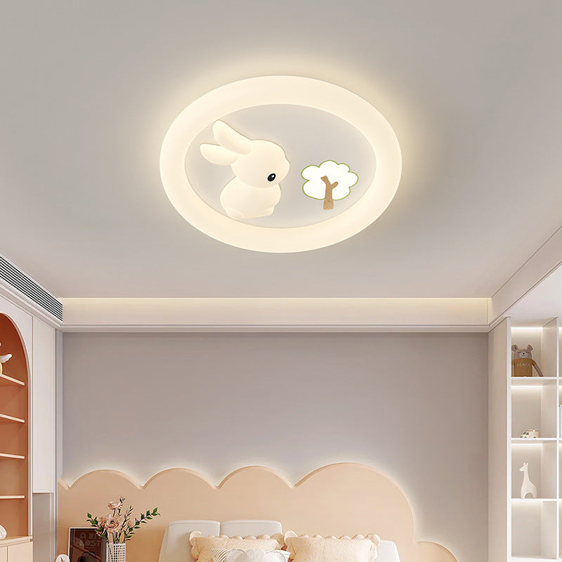 Lumendat Contemporary Creative Kids Rabbit Iron PE LED Flush Mount Ceiling Light For Bedroom Lumendat