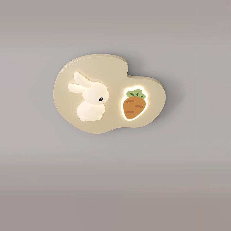 Lumendat Contemporary Creative Kids Rabbit Iron PE LED Flush Mount Ceiling Light For Bedroom Lumendat