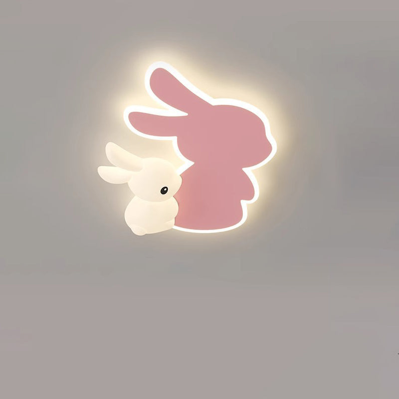 Lumendat Contemporary Creative Kids Rabbit Iron PE LED Flush Mount Ceiling Light For Bedroom Lumendat