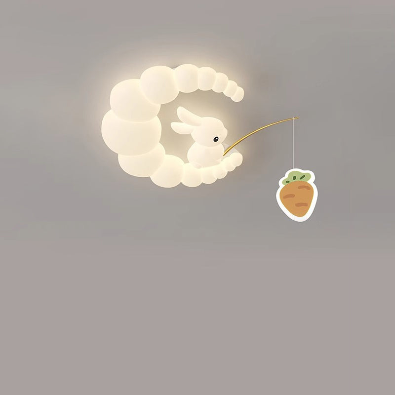 Lumendat Contemporary Creative Kids Rabbit Iron PE LED Flush Mount Ceiling Light For Bedroom Lumendat