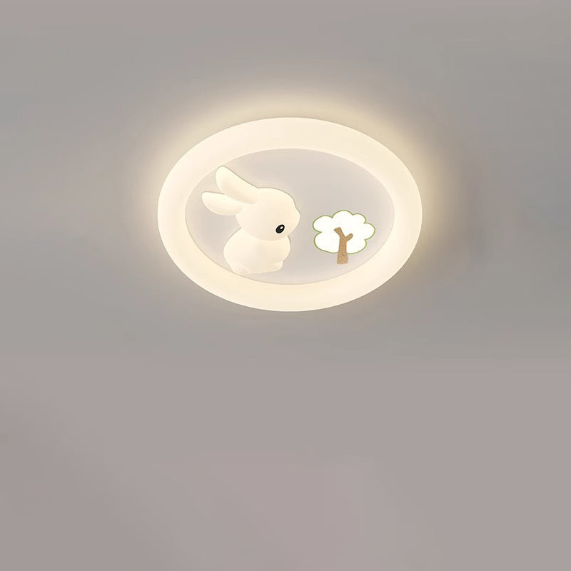 Lumendat Contemporary Creative Kids Rabbit Iron PE LED Flush Mount Ceiling Light For Bedroom Lumendat