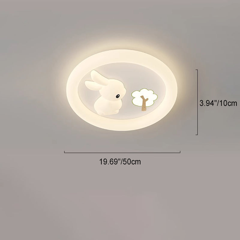 Lumendat Contemporary Creative Kids Rabbit Iron PE LED Flush Mount Ceiling Light For Bedroom Lumendat