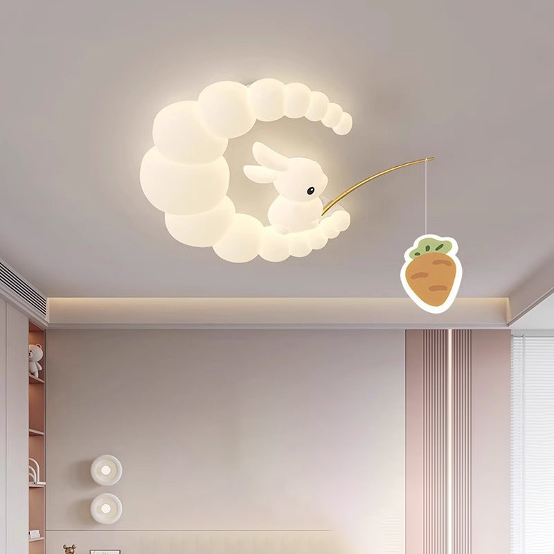 Lumendat Contemporary Creative Kids Rabbit Iron PE LED Flush Mount Ceiling Light For Bedroom Lumendat