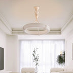 Traditional French Metal Resin Round Carved Floral LED Chandeliers for Living Room BulbSquare