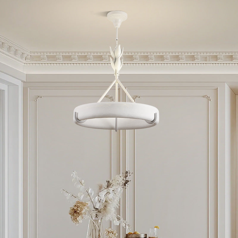 Traditional French Metal Resin Round Carved Floral LED Chandeliers for Living Room BulbSquare