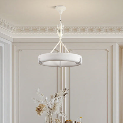 Traditional French Metal Resin Round Carved Floral LED Chandeliers for Living Room