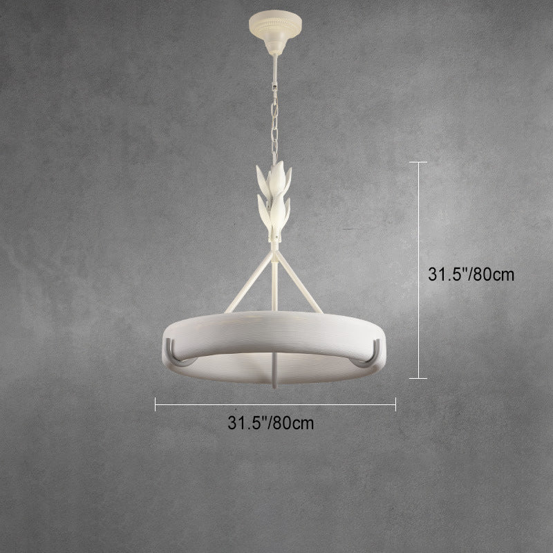 Traditional French Metal Resin Round Carved Floral LED Chandeliers for Living Room BulbSquare