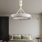 Traditional French Metal Resin Round Carved Floral LED Chandeliers for Living Room BulbSquare
