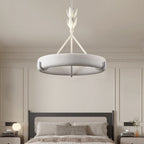 Traditional French Metal Resin Round Carved Floral LED Chandeliers for Living Room BulbSquare