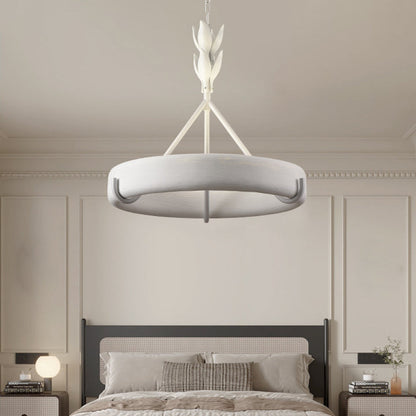 Traditional French Metal Resin Round Carved Floral LED Chandeliers for Living Room
