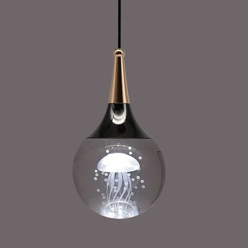 Contemporary Creative Aluminum Crystal Ball Deer Jellyfish Earth LED Pendant Light for Bedside BulbSquare