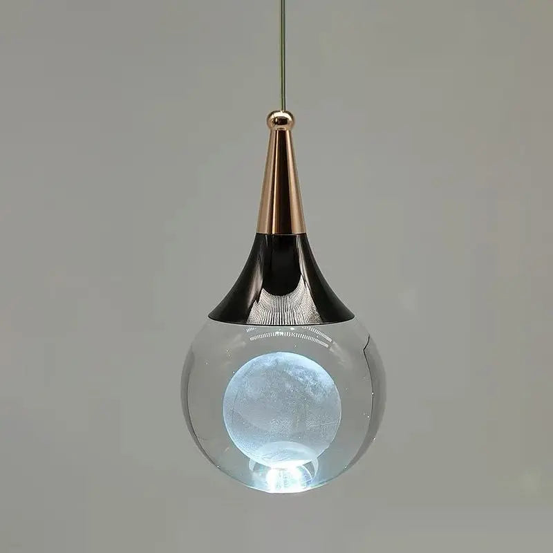 Contemporary Creative Aluminum Crystal Ball Deer Jellyfish Earth LED Pendant Light for Bedside BulbSquare