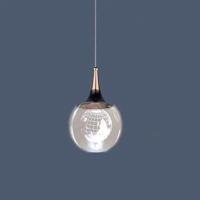 Contemporary Creative Aluminum Crystal Ball Deer Jellyfish Earth LED Pendant Light for Bedside BulbSquare