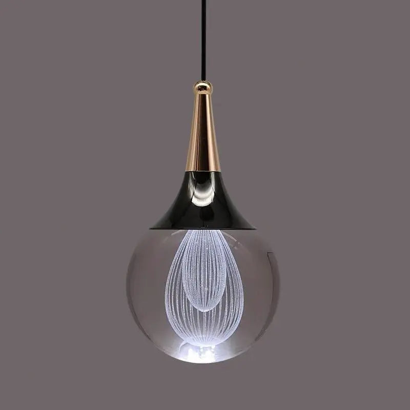 Contemporary Creative Aluminum Crystal Ball Deer Jellyfish Earth LED Pendant Light for Bedside BulbSquare