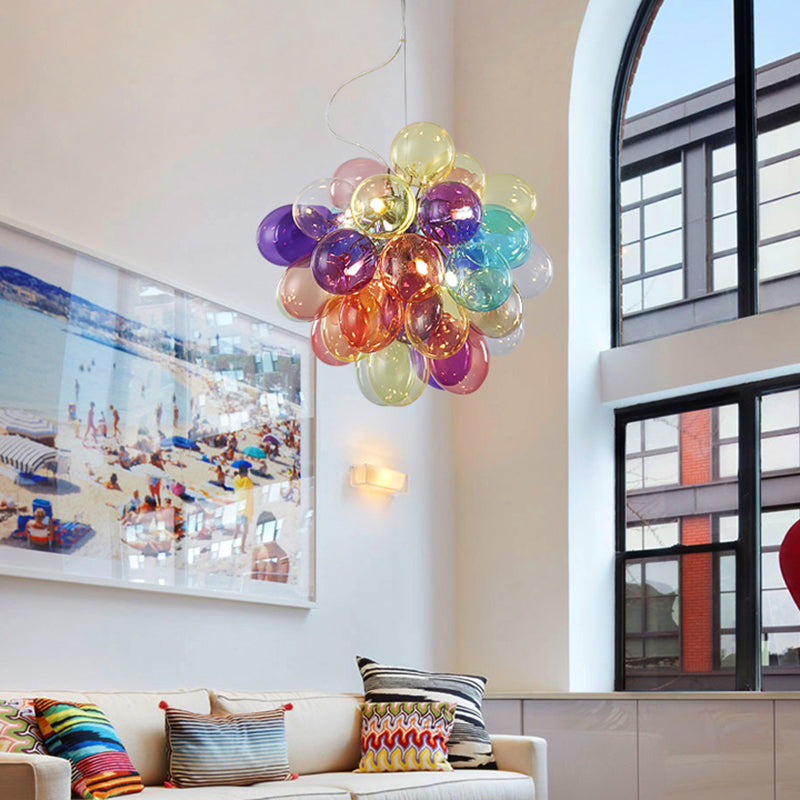 Lumendat Contemporary Scandinavian Kids Iron Glass Bubble Balloon 1/3/5/8 Light Chandeliers For Bedroom Lumendat