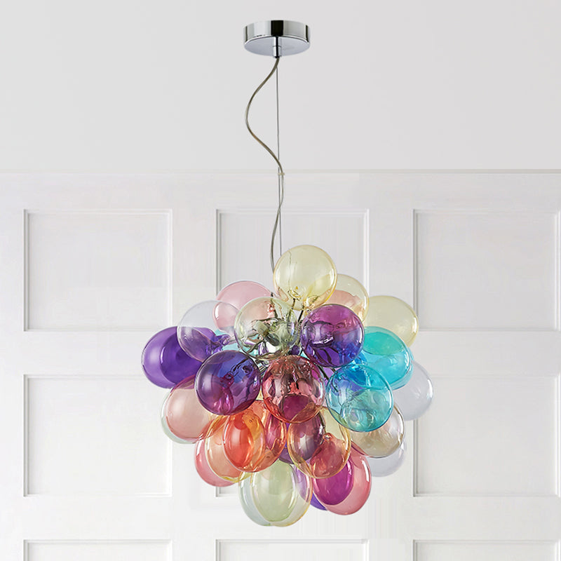 Lumendat Contemporary Scandinavian Kids Iron Glass Bubble Balloon 1/3/5/8 Light Chandeliers For Bedroom Lumendat