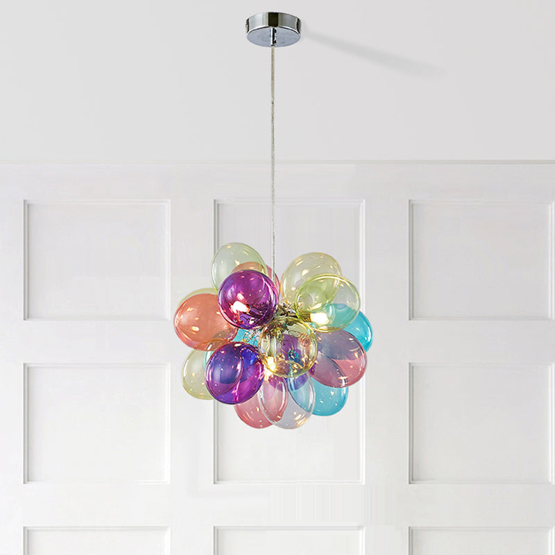 Lumendat Contemporary Scandinavian Kids Iron Glass Bubble Balloon 1/3/5/8 Light Chandeliers For Bedroom Lumendat
