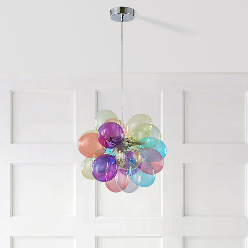 Lumendat Contemporary Scandinavian Kids Iron Glass Bubble Balloon 1/3/5/8 Light Chandeliers For Bedroom Lumendat