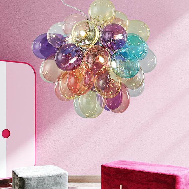 Lumendat Contemporary Scandinavian Kids Iron Glass Bubble Balloon 1/3/5/8 Light Chandeliers For Bedroom Lumendat