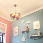 Lumendat Contemporary Scandinavian Kids Iron Glass Bubble Balloon 1/3/5/8 Light Chandeliers For Bedroom Lumendat