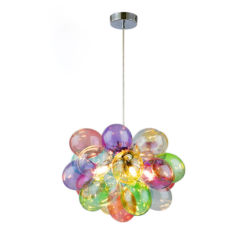 Lumendat Contemporary Scandinavian Kids Iron Glass Bubble Balloon 1/3/5/8 Light Chandeliers For Bedroom Lumendat