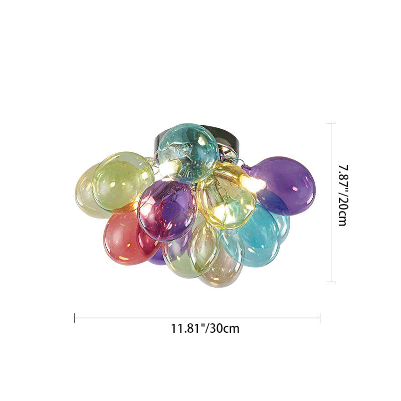 Lumendat Contemporary Scandinavian Kids Iron Glass Bubble Balloon 3/4/6 Light Semi-Flush Mount Ceiling Light For Bedroom Lumendat