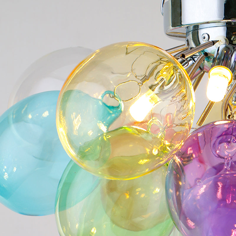 Lumendat Contemporary Scandinavian Kids Iron Glass Bubble Balloon 3/4/6 Light Semi-Flush Mount Ceiling Light For Bedroom Lumendat