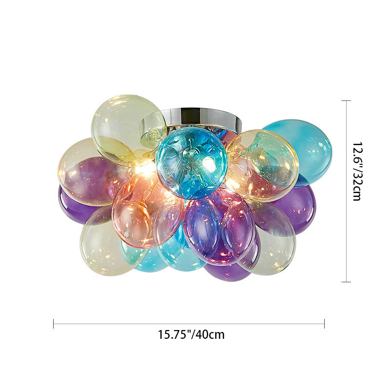 Lumendat Contemporary Scandinavian Kids Iron Glass Bubble Balloon 3/4/6 Light Semi-Flush Mount Ceiling Light For Bedroom Lumendat