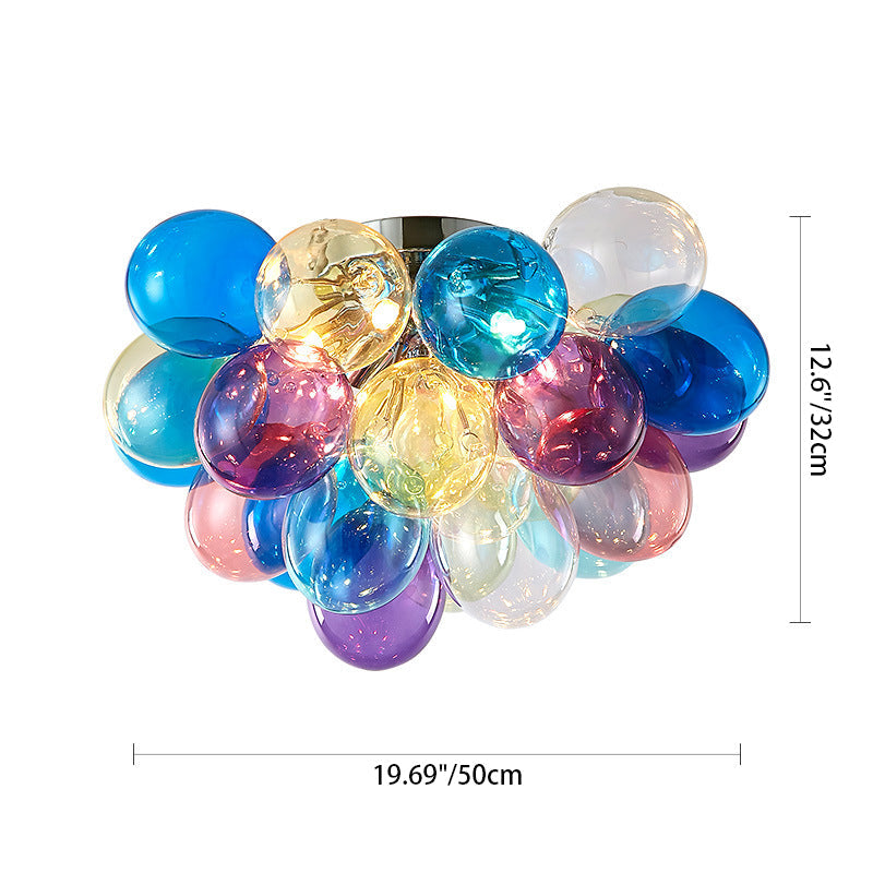 Lumendat Contemporary Scandinavian Kids Iron Glass Bubble Balloon 3/4/6 Light Semi-Flush Mount Ceiling Light For Bedroom Lumendat