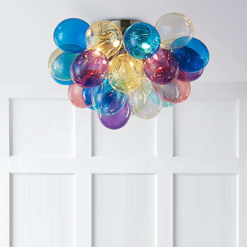 Lumendat Contemporary Scandinavian Kids Iron Glass Bubble Balloon 3/4/6 Light Semi-Flush Mount Ceiling Light For Bedroom Lumendat