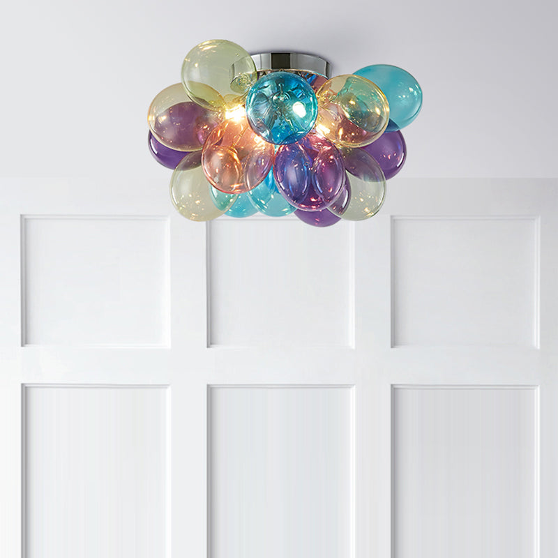Lumendat Contemporary Scandinavian Kids Iron Glass Bubble Balloon 3/4/6 Light Semi-Flush Mount Ceiling Light For Bedroom Lumendat