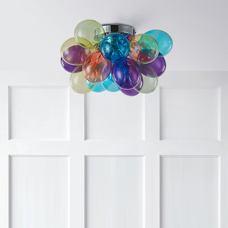 Lumendat Contemporary Scandinavian Kids Iron Glass Bubble Balloon 3/4/6 Light Semi-Flush Mount Ceiling Light For Bedroom Lumendat