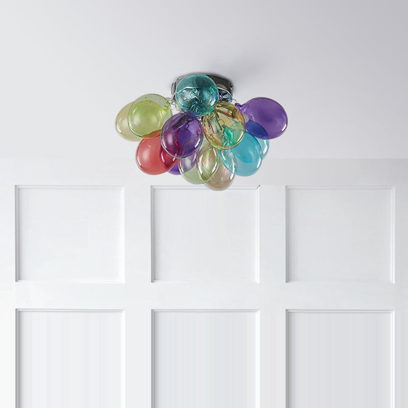 Lumendat Contemporary Scandinavian Kids Iron Glass Bubble Balloon 3/4/6 Light Semi-Flush Mount Ceiling Light For Bedroom Lumendat
