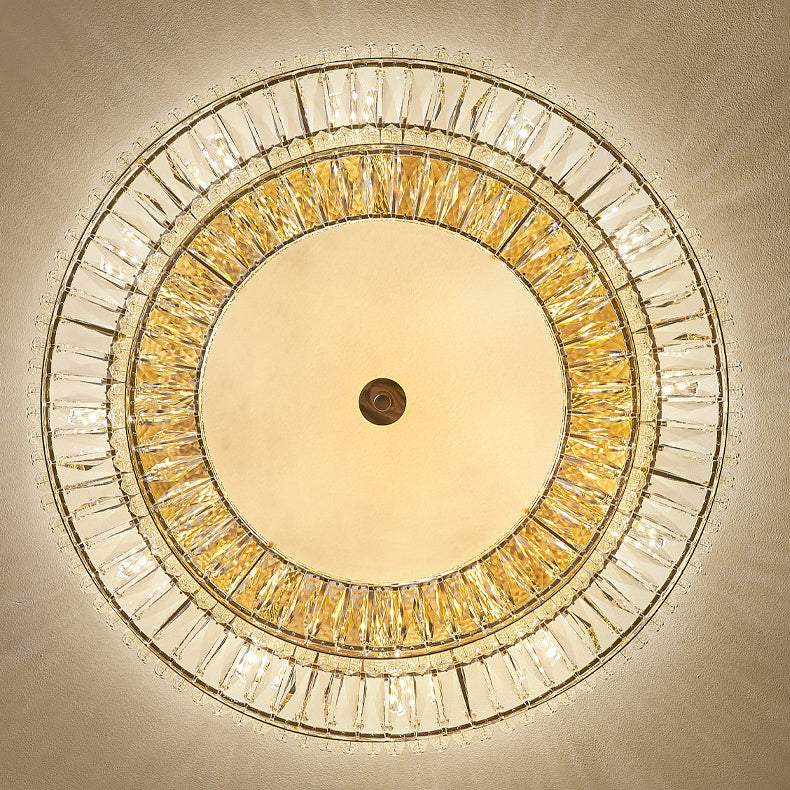 Modern Luxury Crystal Metal Round Multilayer 18/24 Light Flush Mount Ceiling Light for Living Room